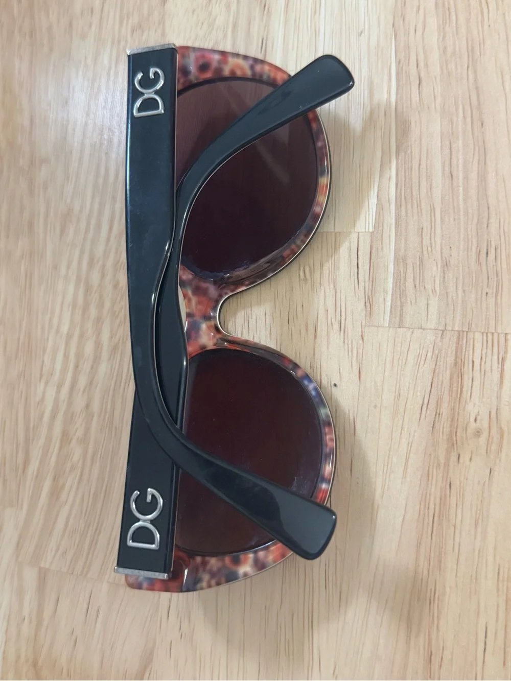 Dolce & Gabbana Women's Black Oversized Sunglasses with Brown Lenses